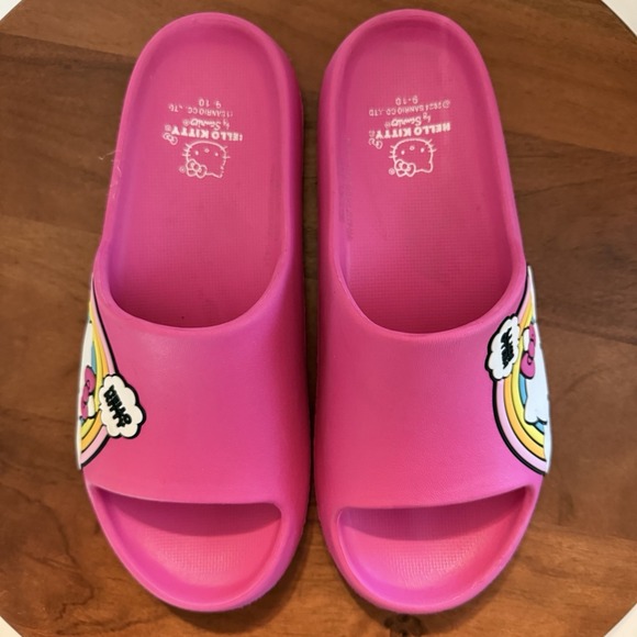 Hello Kitty by Sanrio Logo Bright Pink Adult's Slide Women's Size 9/10 Comfort - Picture 2 of 12